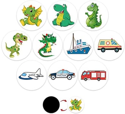 Zindelijkheidstraining Stickers Herbruikbaar voor Jongens en Meisjes - 10 Stuks met Dinosaurus, Auto, Vliegtuig Patroon