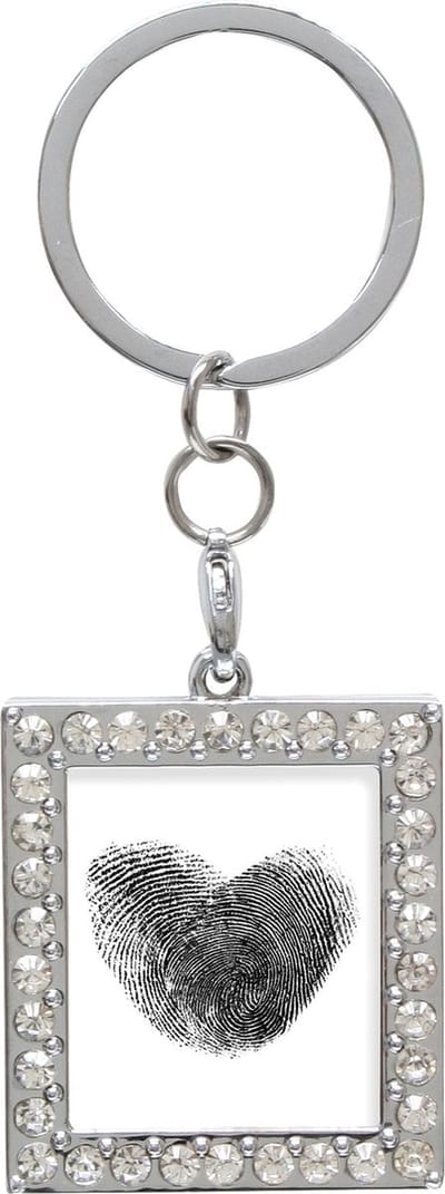 Deknudt Frames sleutelhanger met edelsteentjes - fotomaat 3,5x3,5 cm
