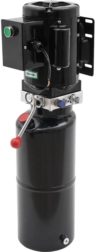 Hydraulisch Aggregaat - Krachtige Pomp - Hefbruggen Aandrijven - Enkelwerkende Pomp - 10 Liter Tank - Zwart