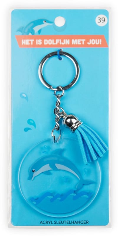 Sleutelhanger met kwastje | Acryl sleutelhanger - Dolfijn