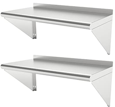 Wandmontage RVS Planken - 30 x 90 cm - 2PACKS voor Keuken, Restaurant, Garage en Hotel