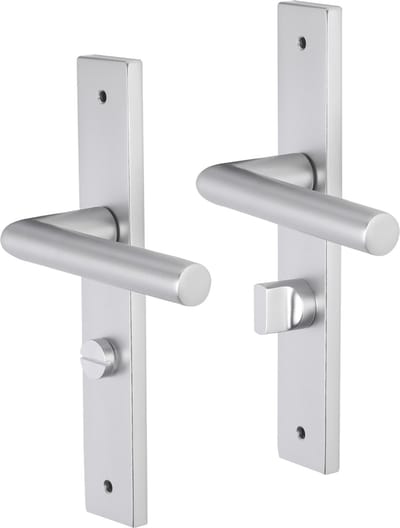 Deurkruk - Impresso London - Voor binnen - Vierkant deurschild met schroeven en toiletsluiting - Aluminium - 2 stuks