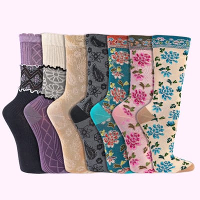Romantische damessokken | maten 35-38 en 39-42 | verschillende kleuren | per 6 paar