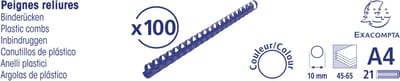 Exacompta Doos van 100 plastic spiraal inbindruggen 10 mm - A4 - Zwart - 75301E