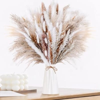 60 stuks Gedroogd Pampasgras - Natuurlijke Droogbloemen Boeket - 40 cm - Boho Decor voor Woonkamer, Slaapkamer, Bruiloft en Vazen - DIY Bloemstuk