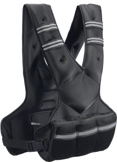 Gewichtsvest - Verzwaarde Vest - Verstelbaar 9-14,5 kg - 6 Gewichtszakken met ijzerzand - Reflecterende Strip - Voor Hardlopen & Krachttraining - Unisex