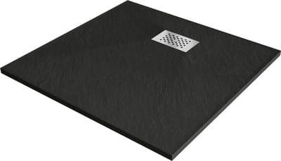 Mexen Hugo vierkante douchebak SMC 80 x 80 , zwart, inox rooster - 42708080-X