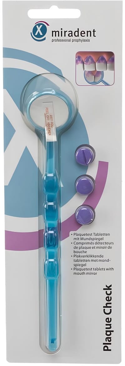 Miradent 3 Tandplak verklikker tabletten + 1 Mondspiegel (poetscontrole) - Tandplakverklikker voor kinderen