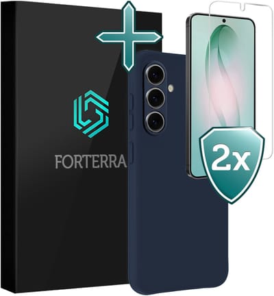 Hoesje Met 2x Screenprotector - Geschikt voor Samsung Galaxy S26 - Sterk & Shockproof - Telefoon Hoes - Back Cover - Siliconen Case - Donkerblauw
