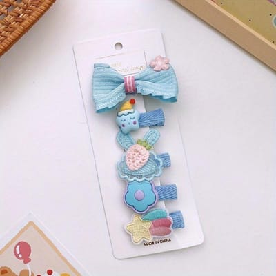 5 Stuks/set Leuke Haarspeld Schattig Cartoon Dier Bloemen Strik Haarclip voor Kawaii Zijclip Accessoires