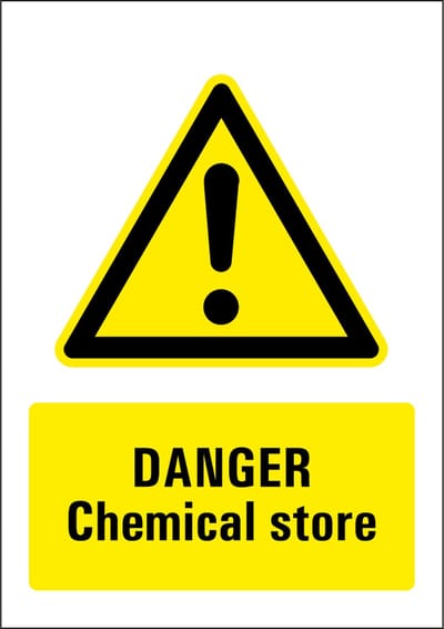 Danger chemical store sticker 210 x 297 mm