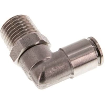6mm x R1/4'' 90 graden L-verbinding RVS Insteekfitting Buitendraad Draaibaar FKM