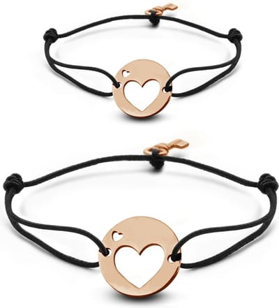 Key Moments 8KM-C00011 - Duo armband Moeder & dochter met stalen open hart en sleutel - Cadeau voor haar - one-size (s en m) - cadeau - rosékleurig