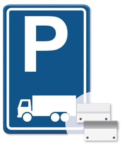 Parkeerbord Vrachtwagen - blauw - Weerbestendig Aluminium - 40x60 cm - Bevestiging: Met muur-/ wandmontage beugels