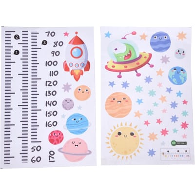 Muurstickers PVC Materiaal Zelfklevend Ruimteschip Cartoon Muursticker voor Huis Woonkamer beige