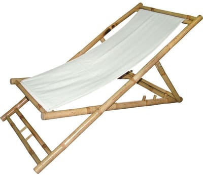 Bamboe strandstoel met canvasdoek - wit (Set van 2)