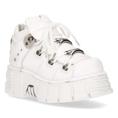 New Rock wit lederen gotische enkellaarzen ¬-106N-S8