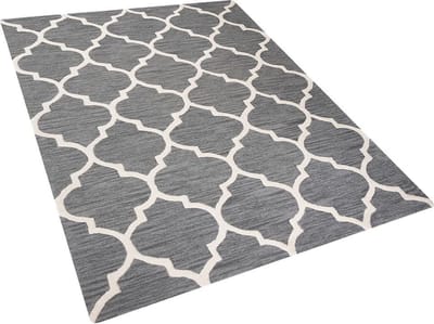 YALOVA - Laagpolig vloerkleed - Grijs - 160 x 230 cm - Wol