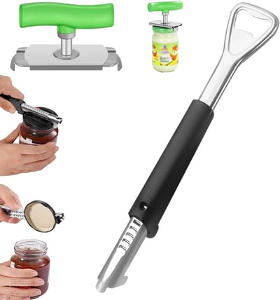 Gemakkelijke Flessenopener voor Senioren en Mensen met Artritis, Verstelbare Handgreep, RVS, 2 Stuks, Ideaal voor Thuisgebruik en Koken