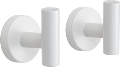 VDN Stainless Handdoekhaakjes wit - Vaatdoekhouder - Haakjes handdoek - Wandhaak - Ophanghaakjes - 2 Stuks
