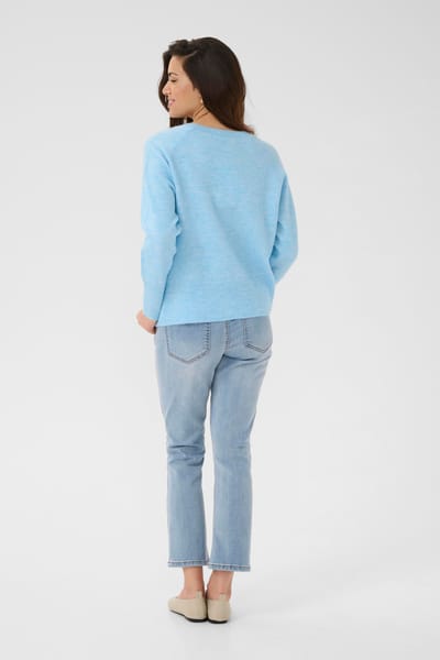 Kaffe KAniel v-neck Pullover Dames Trui - Powder Blue Melange