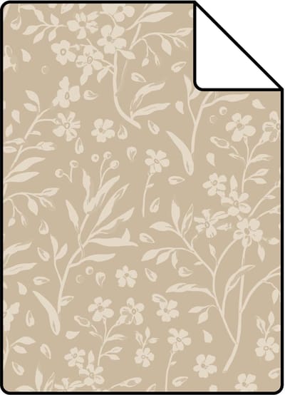 Proefstaal ESTAhome behang bloemetjes beige - 26.5 x 21 cm - 131995-S