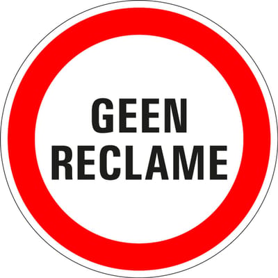 Geen reclame bord - kunststof 300 mm