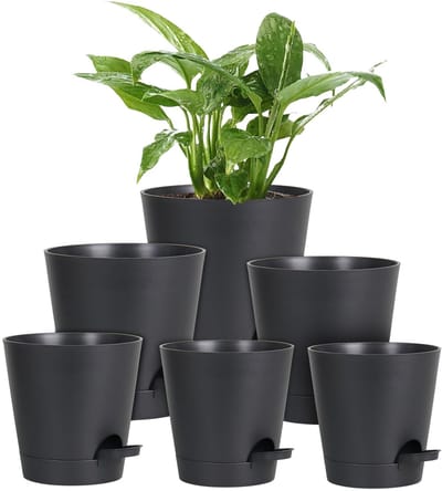 Unyqoos® Set van 6 Zelfbewaterende Bloempotten met Irrigatiesysteem voor Binnen en Buiten
