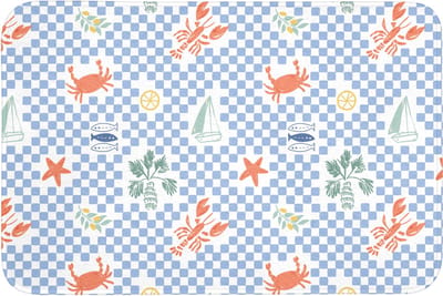 Badmat 90x60 cm - Antislip - Zee - Patroon - Zeilboot - Blauw - Badmatten voor badkamer - Badkamermat - Douchemat - Badkamer mat