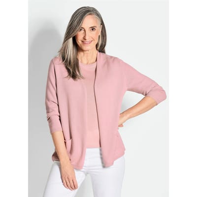 Lang tricot jasje van kasjmier - rosé - Gr. 42 van Goldner Fashion