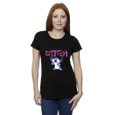 Disney Dames/Dames Lilo And Stitch Graffiti Katoenen T-Shirt (Zwart)