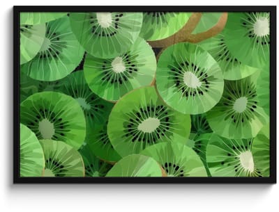 Poster in lijst - Fotolijst 90x60 cm - Posters - Kiwi - Groen - Pitten - Posterlijst zwart - Decoratie - Wanddecoratie woonkamer - Muurdecoratie slaapkamer