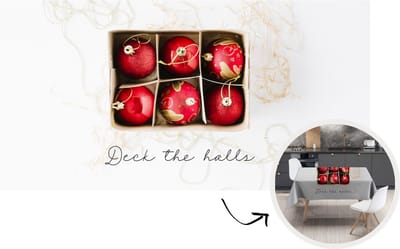 Kerst Tafelkleed - Kerstmis Decoratie - Tafellaken - Kerstballen - Rood - Goud - 300x150 cm - Kerstmis Versiering