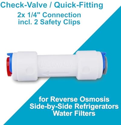 Terugslagventiel 1/4 inch (6,35 mm) voor Osmose-installaties en Waterfilters - Quick Fitting