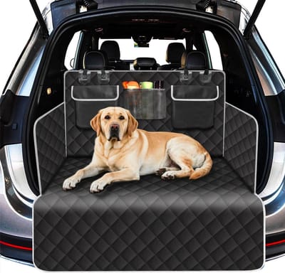 kofferbakbeschermer voor hond, scheurvast en waterdicht, antislip wasbare achterbankhoes voor honden met zijbescherming universeel voor auto, stationwagen, vrachtwagens, SUV (Zwart)