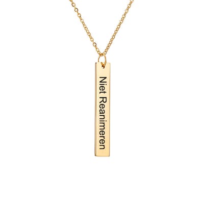 Gegraveerde Niet Reanimeren Ketting - Niet Reanimeren Penning - Do Not Resuscitate - Gegraveerd - Bar - Plaatje - Roestvrij Staal - RVS - Verstelbaar - Goudkleurig