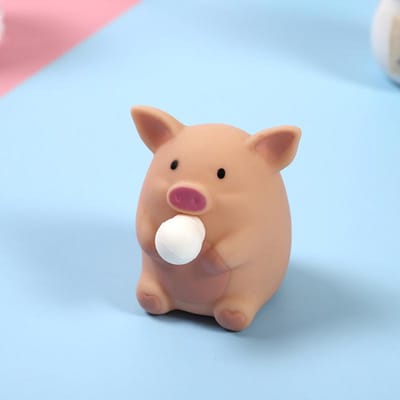 Mignon Porc Soufflant des Bulles Jouets Anti-Stress Malléables Animal Balle d'Évacuation Jouet Sensoriel Fidget de Décompression Pour Adultes Enfants Cadeaux de Fête marron clair