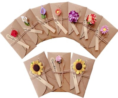 SnelShoppen - Pack van 10 Dried Flowers Wenskaarten 17.5 x 11 cm, Bedankkaart met Envelop, Groetkaart voor Verjaardag, Bedankt, Bruiloft, Kerstmis