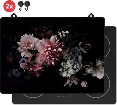 KitchyMist Inductie Beschermer 71x52 cm - Bloemen - Kookplaat Beschermer - Afdekplaat voor Kookplaat - Inductie Mat - Spatscherm Achterwand Keuken