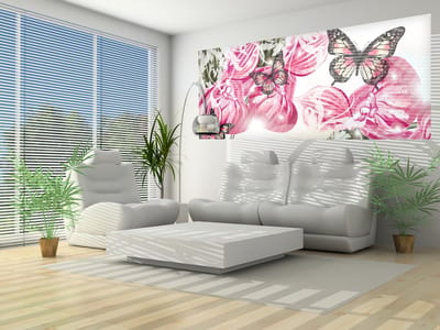 Butterflies Flowers Photo Wallcovering