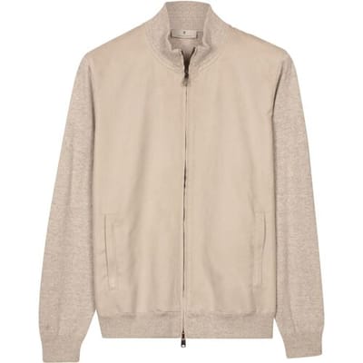 Thomas Maine Vest Front Suedine Cardigan Zip Licht Grijs Melange / male