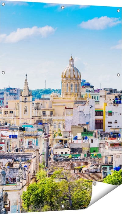 Gards Tuinposter Havana Stad in Cuba - 80x120 cm - Tuindoek - Tuindecoratie - Wanddecoratie buiten - Tuinschilderij