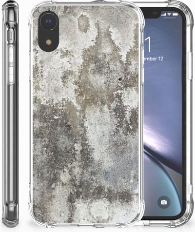 Apple iPhone Xr Anti-Shock Hoesje Beton Print