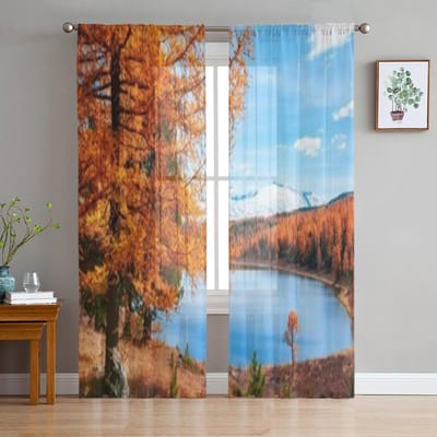 Klimmen In Bergen Tule Transparante Gordijnen voor Woonkamer de Kamer Slaapkamer Keuken Decoratie Voile Organza Gordijnen 135W x 114H(cm) brown
