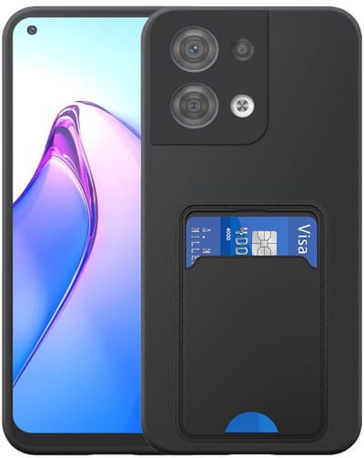 Geschikt voor Oppo Reno 8 5G Telefoonhoesje met TPU Pasjeshouder - Flexible Back Cover Case Siliconen TPU with Cardslot - Zwart - Smartphonica geschikt voor Oppo Reno8 5G