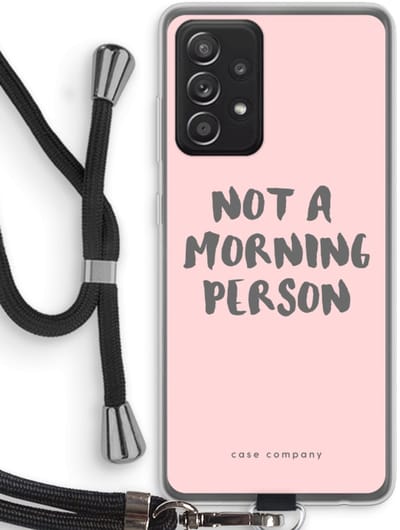 Case Company® - Hoesje met koord geschikt voor Samsung Galaxy A52s 5G hoesje met Koord - Morning person - Telefoonhoesje met Zwart Koord - Bescherming aan alle Kanten en Over de Schermrand
