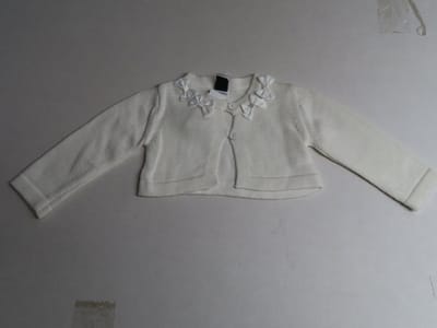 Bolero - Kort gilet - Meisje - Wit - strikjes - 6 maand 68