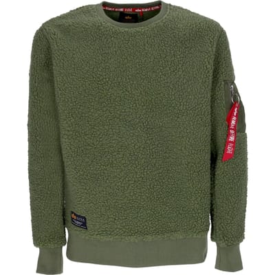 Heren sweatshirt met ronde hals, teddysweater, saliegroen