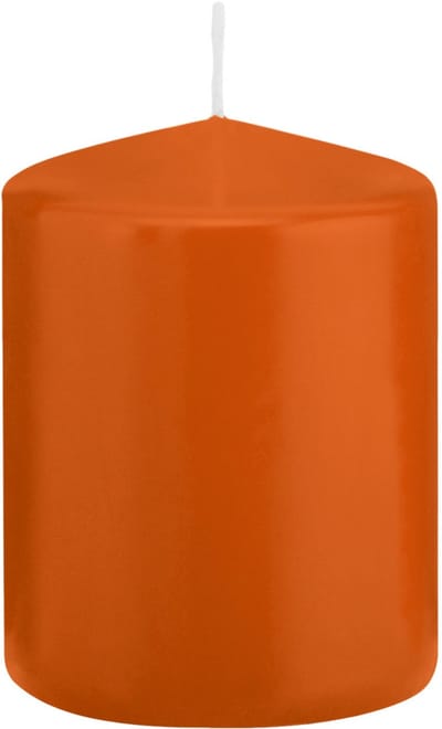 Trend Candles cilinder kaarsen - stompkaarsen - oranje - 6 x 8 cm - 29 branduren - Geurloze kaarsen - Woondecoratie
