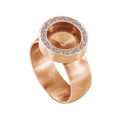 Quiges - RVS Dames Mini Munt Ring Rosegoudkleurig Mat met Zirkonia - SLSR00616 - Maat 16